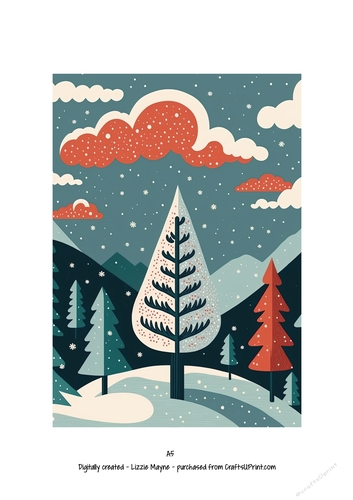 Whimsical woodland snow scene