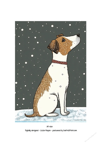 Jack Russell looking up at the snow