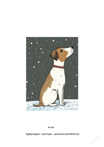 Jack Russell looking up at the snow