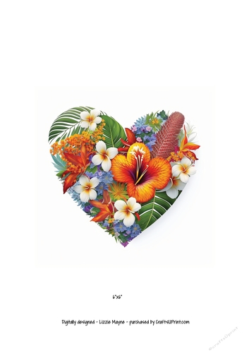 Valentines Hawaiian flower heart