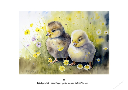 watercolour background of spring chicks