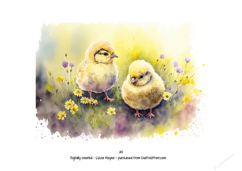 watercolour background of spring chicks