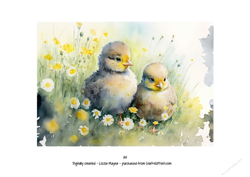 watercolour background of spring chicks