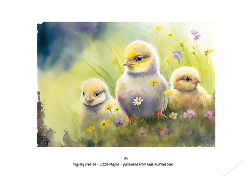 watercolour background of spring chicks
