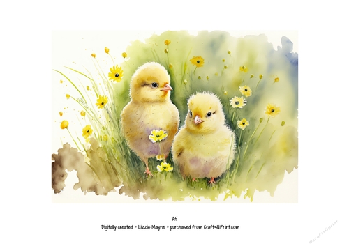 watercolour background of spring chicks
