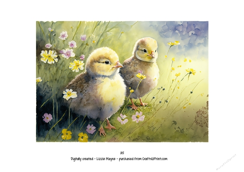 watercolour background of spring chicks