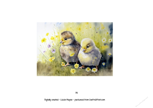 watercolour background of spring chicks