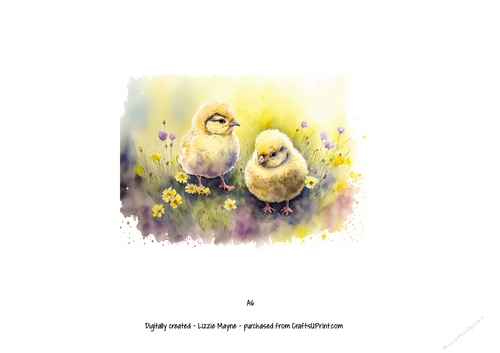 watercolour background of spring chicks