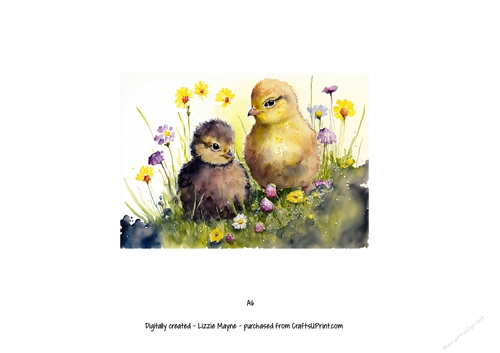 watercolour background of spring chicks
