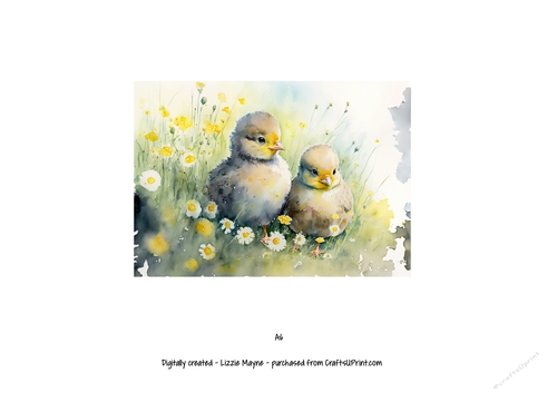 watercolour background of spring chicks
