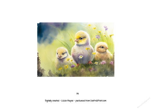 watercolour background of spring chicks