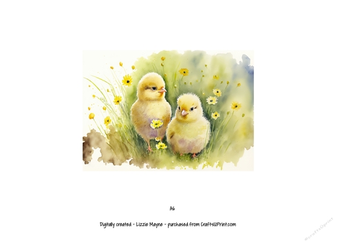 watercolour background of spring chicks