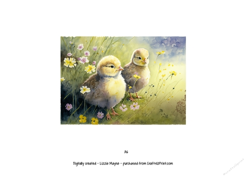 watercolour background of spring chicks