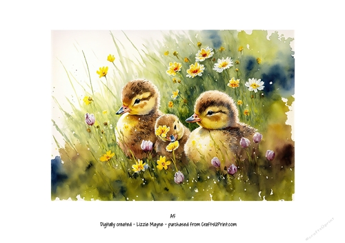 watercolour background of spring ducklings