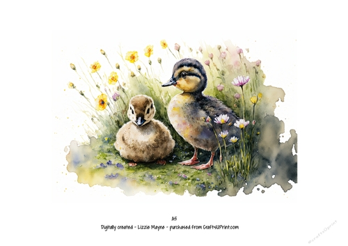 watercolour background of spring ducklings