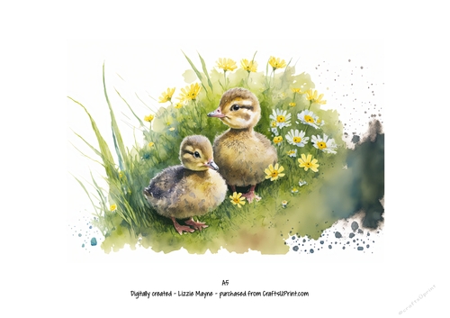 watercolour background of spring ducklings