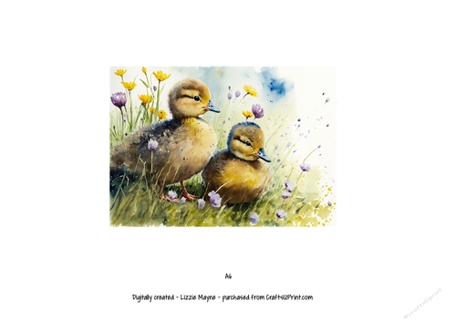 watercolour background of spring ducklings