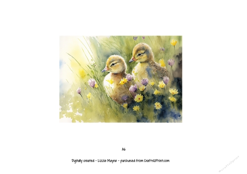 watercolour background of spring ducklings