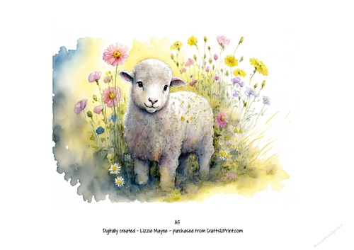 watercolour background of spring lamb