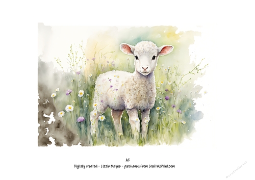 watercolour background of spring lamb