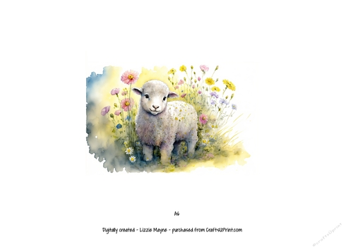 watercolour background of spring lamb