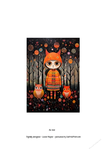 Autumn Woodland Girl and Owls