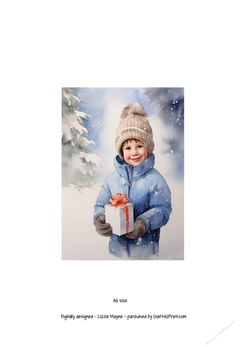 Winters magic: Little boy with Christmas gift box.