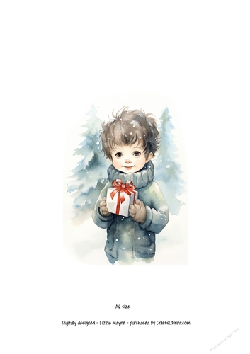 Winters magic: Little boy with Christmas gift box.