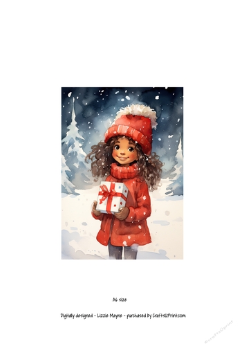 Winters magic: Little girl with Christmas gift box.