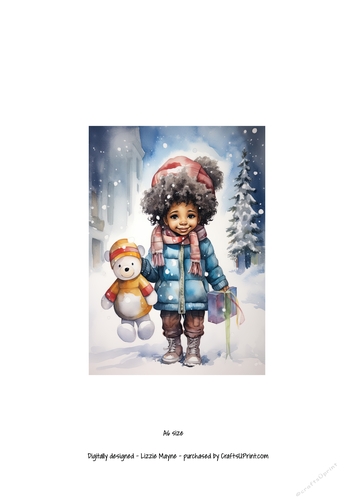 Winters magic: Little girl with Christmas gift box.