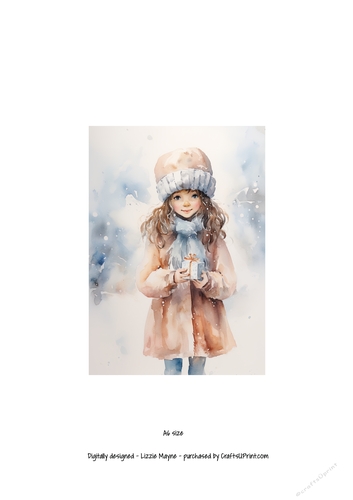 Winters magic: Little girl with Christmas gift box.