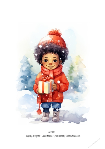 Winters magic: Little boy with Christmas gift box.