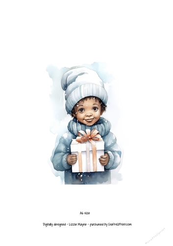 Winters magic: Little boy with Christmas gift box.