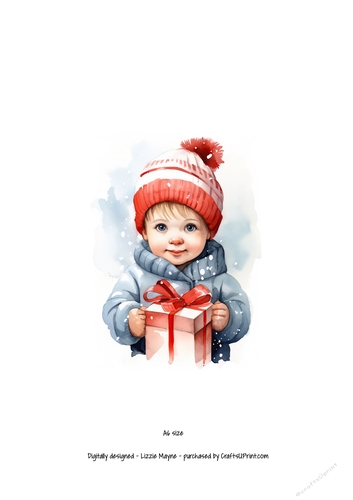 Winters magic: Little boy with Christmas gift box.