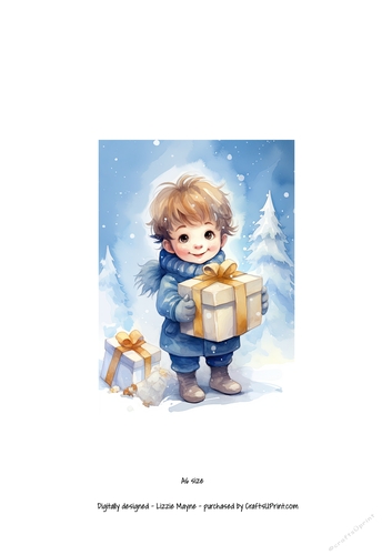 Winters magic: Little boy with Christmas gift box.