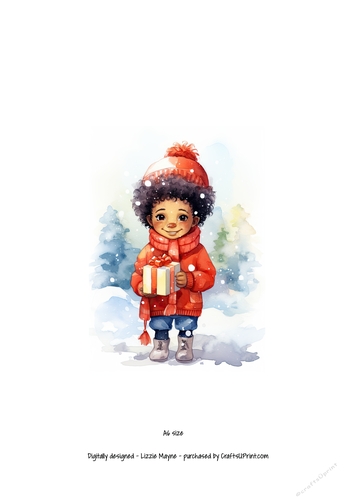 Winters magic: Little boy with Christmas gift box.