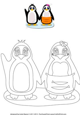 Penguin Couple - Digital Stamp