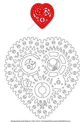 Cog N Gears Heart - Digital Stamp