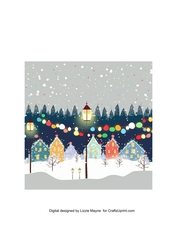 Whimsical Christmas lights garland & snowy village