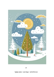 Whimsical woodland snow scene