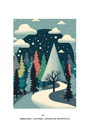 Whimsical woodland snow scene