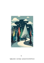 Whimsical woodland snow scene
