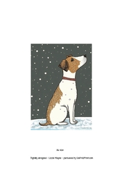 Jack Russell looking up at the snow