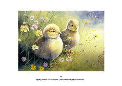 watercolour background of spring chicks