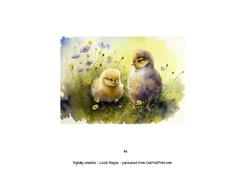 watercolour background of spring chicks