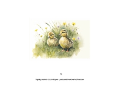watercolour background of spring ducklings