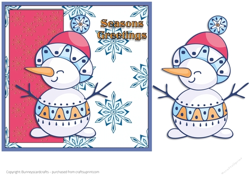 Snowman Christmas card 7x7 quick card 3d decoupage