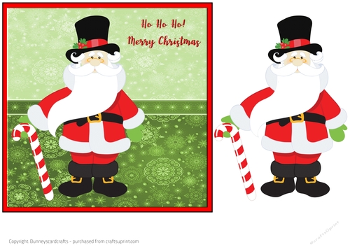 Santa Christmas Card 7x7 quick Card, 3d decoupage