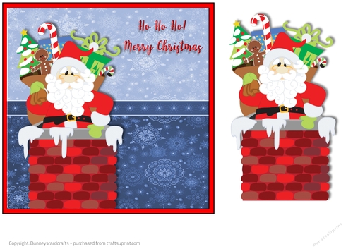 Santa Christmas Card 7x7 quick Card, 3d decoupage