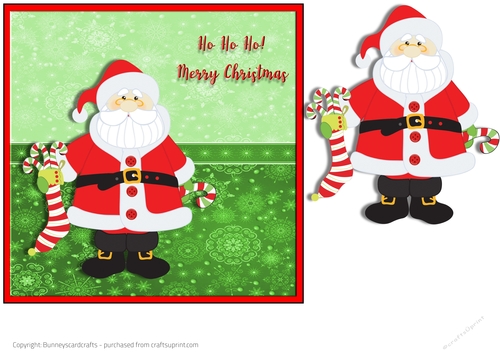 Santa Christmas Card 7x7 quick Card, 3d decoupage